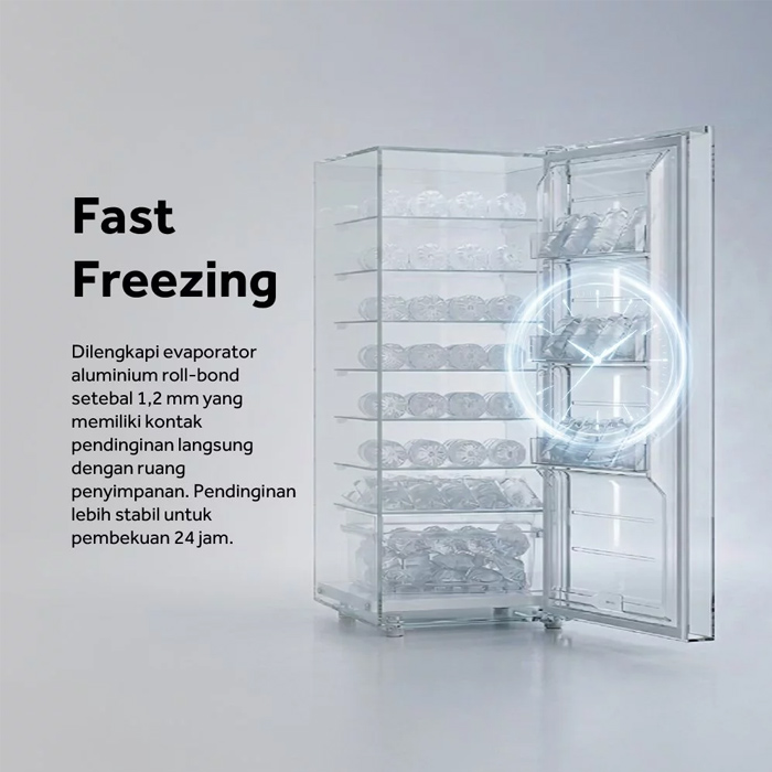 Aqua Lemari Es Upright Freezer Series Pembekuan Cepat 183 L - AQF-280FB | AQF280FB